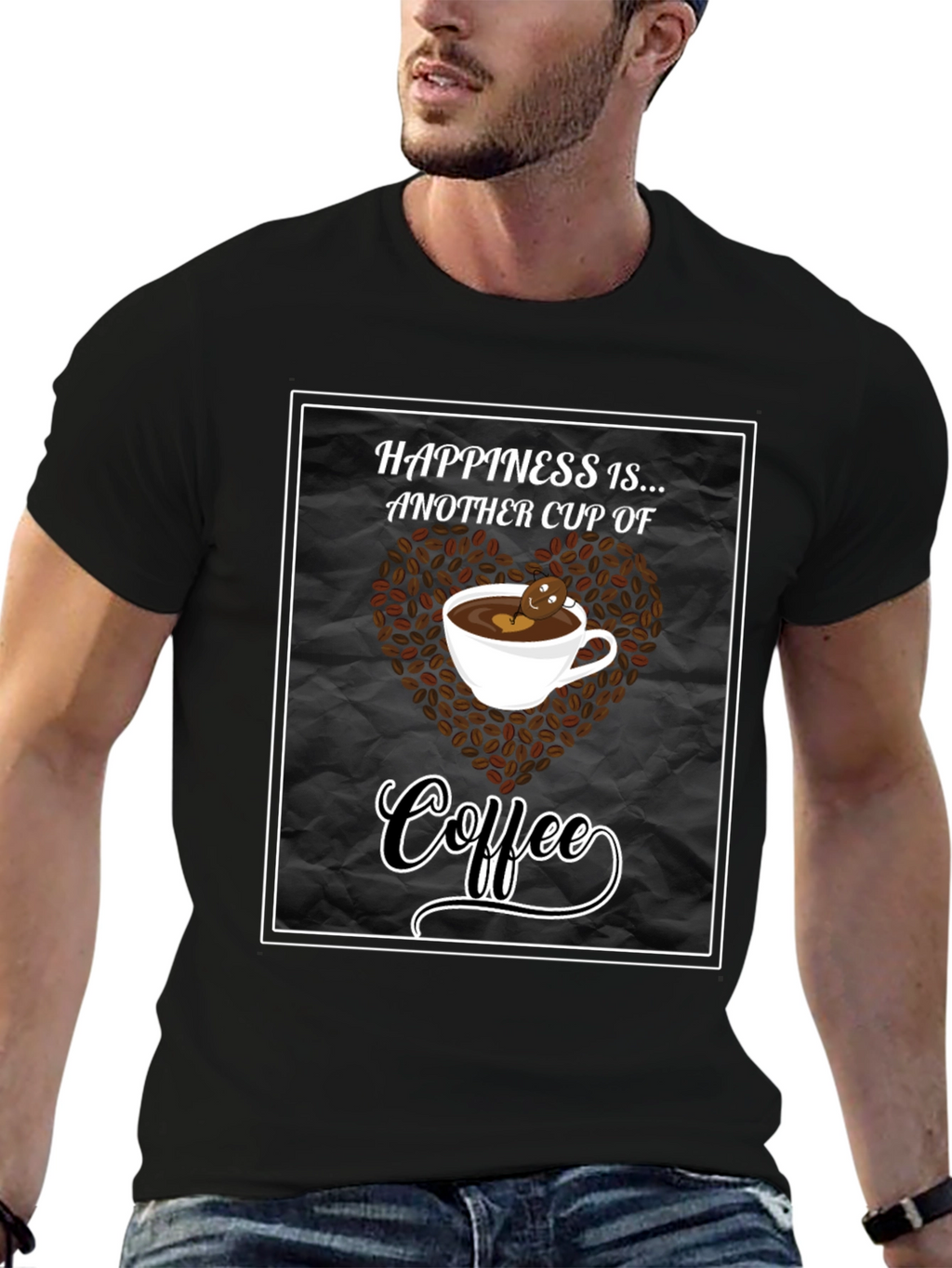 Happiness is Coffee Black T-Shirt