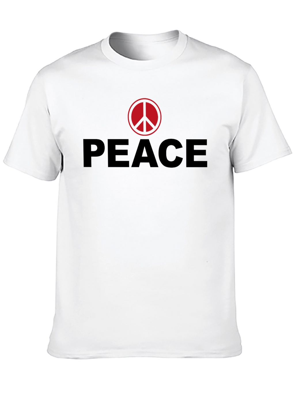 Peace Sign Graphic Tee - Red Symbol on Black