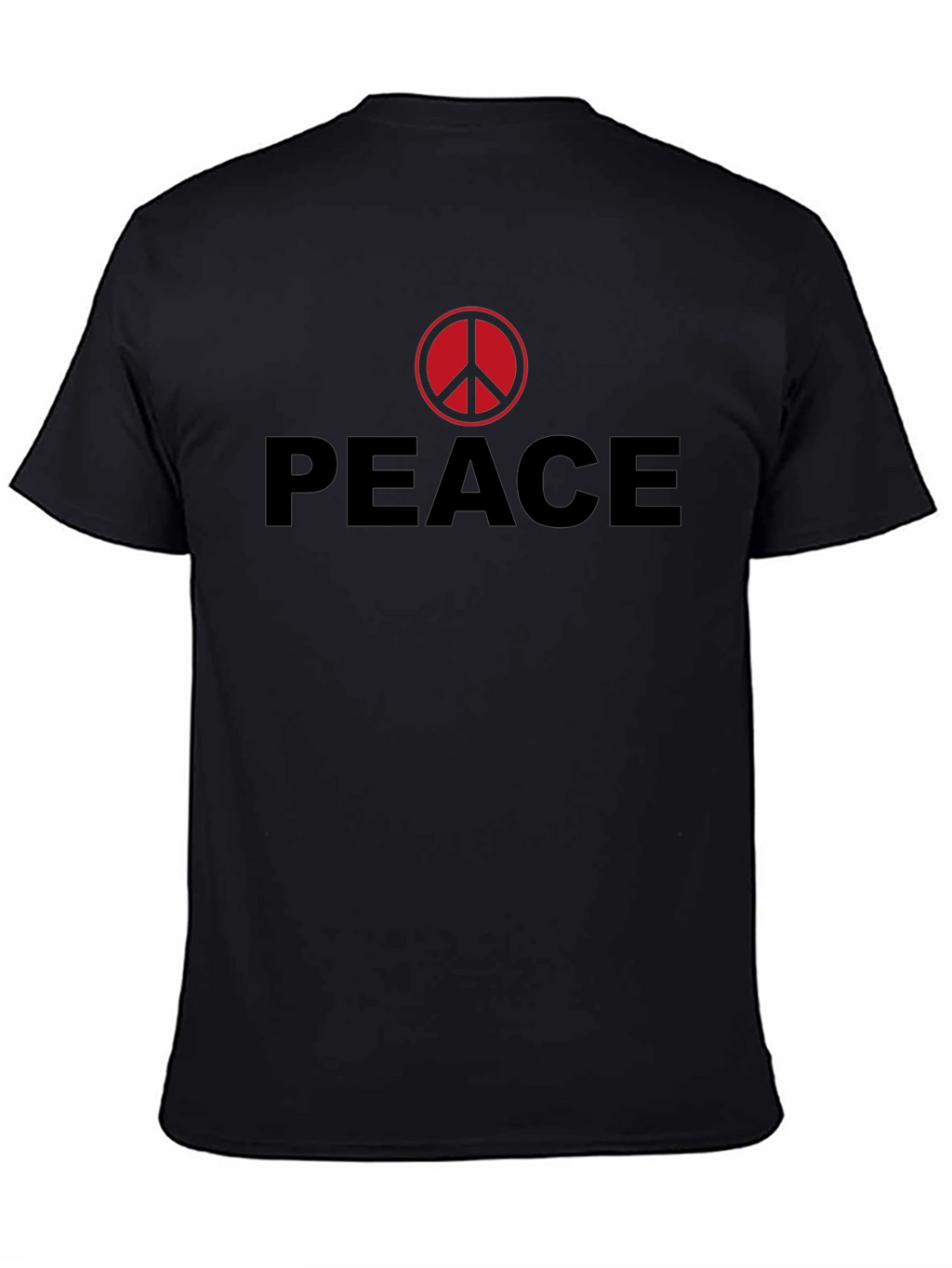 Peace Sign Graphic Tee - Red Symbol on Black