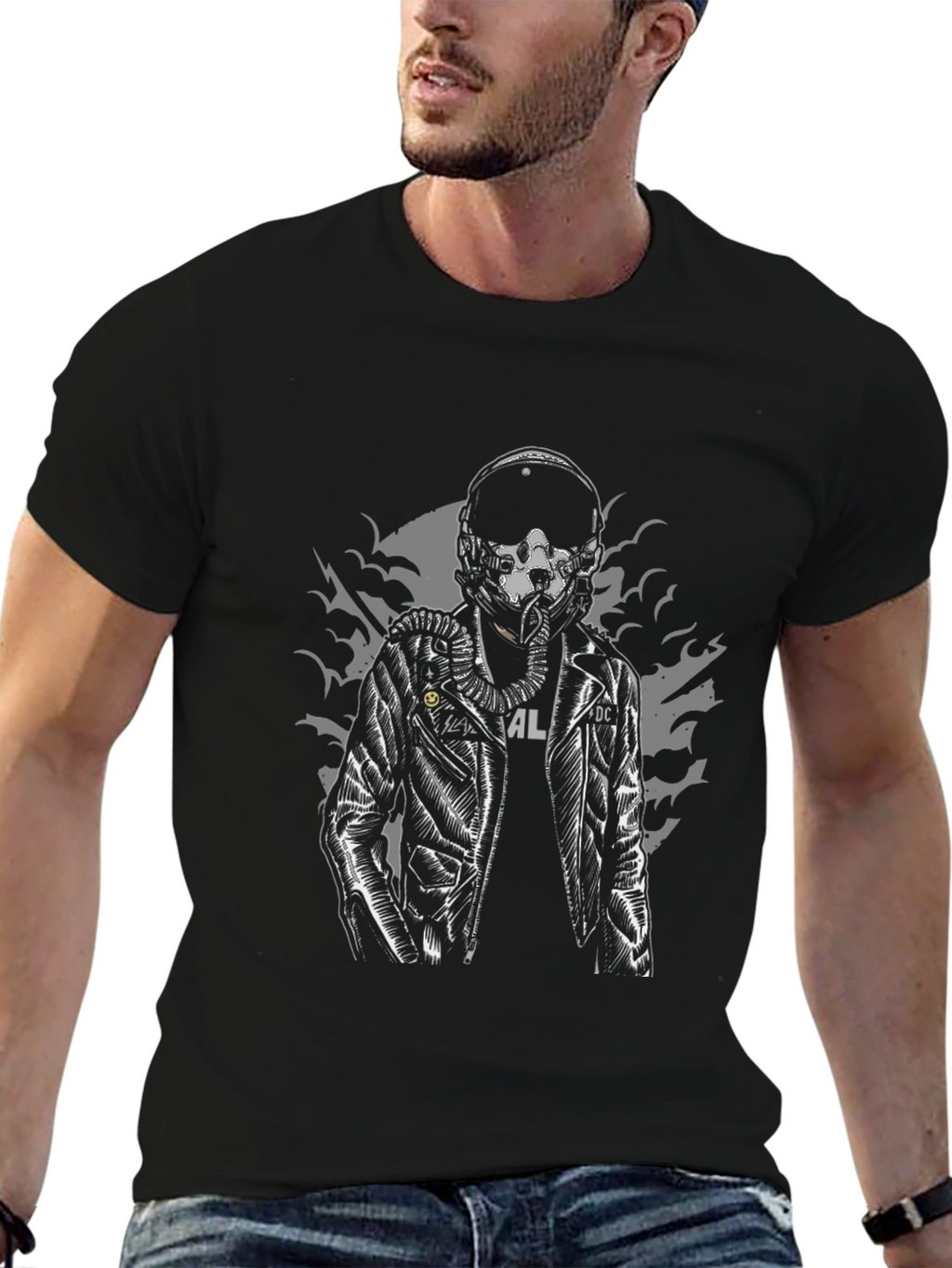 Sci-Fi Pilot Graphic Black T-Shirt