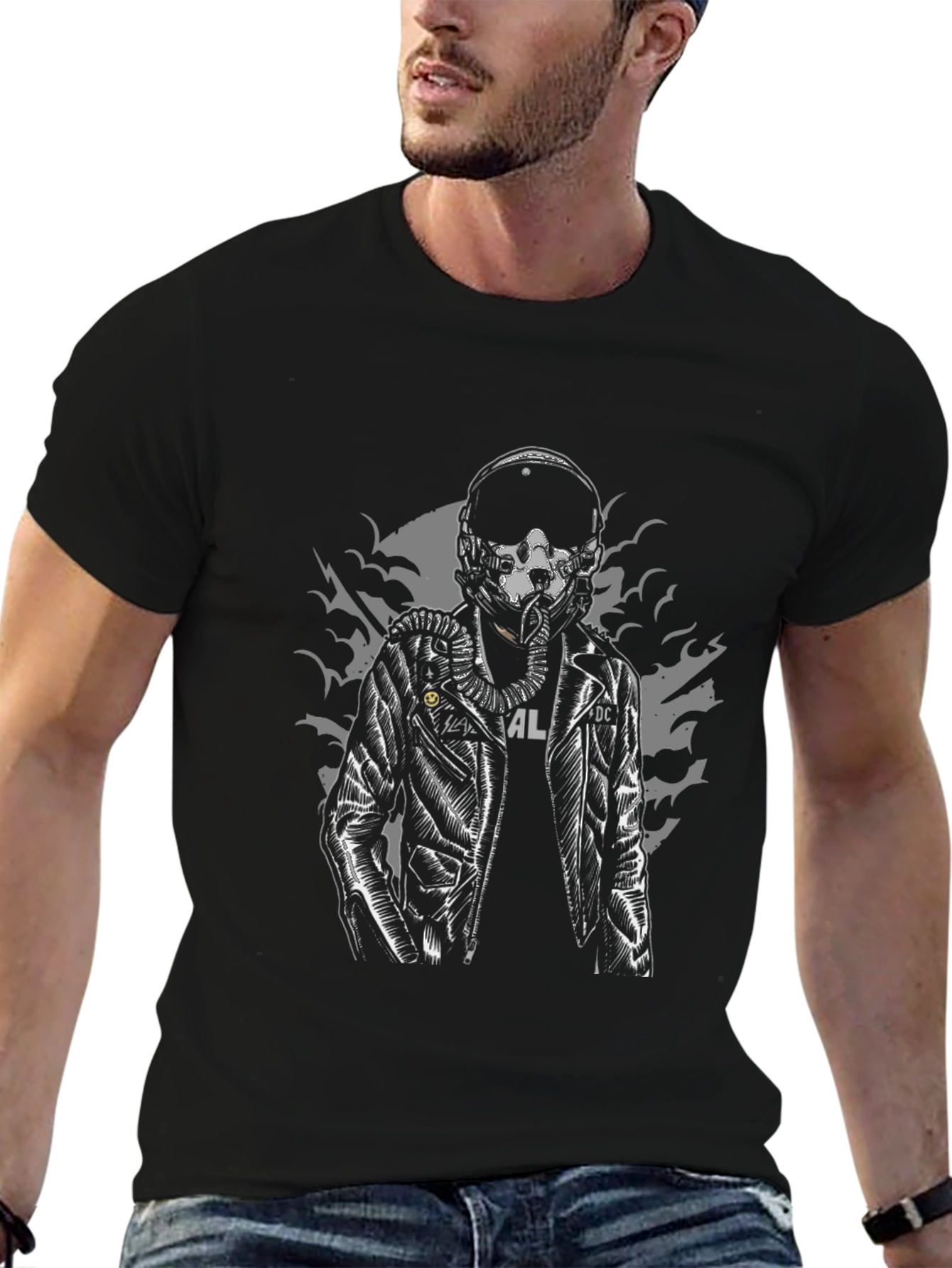 Sci-Fi Pilot Graphic Black T-Shirt