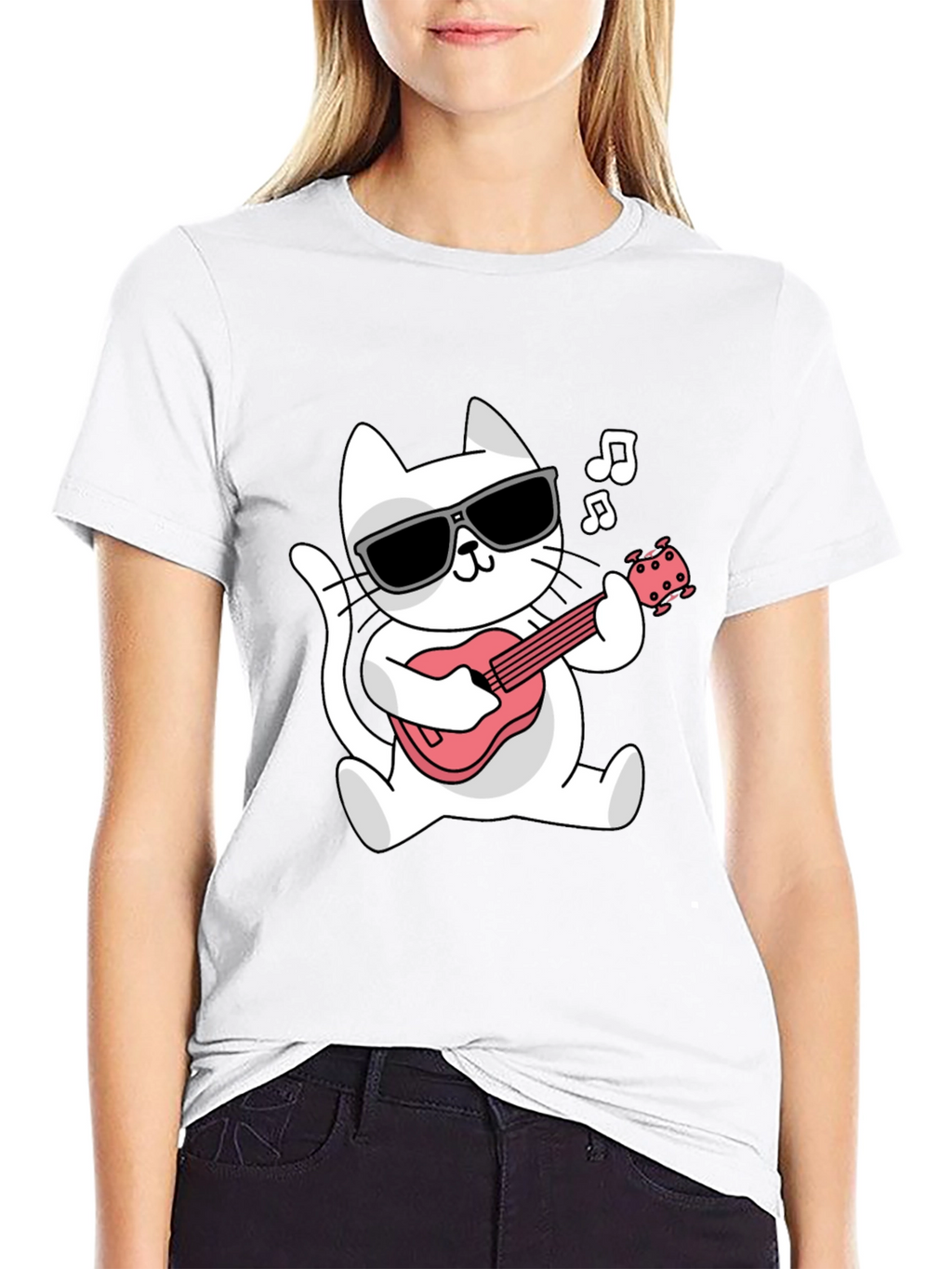 Cool Cat Guitar Player Graphic Tee