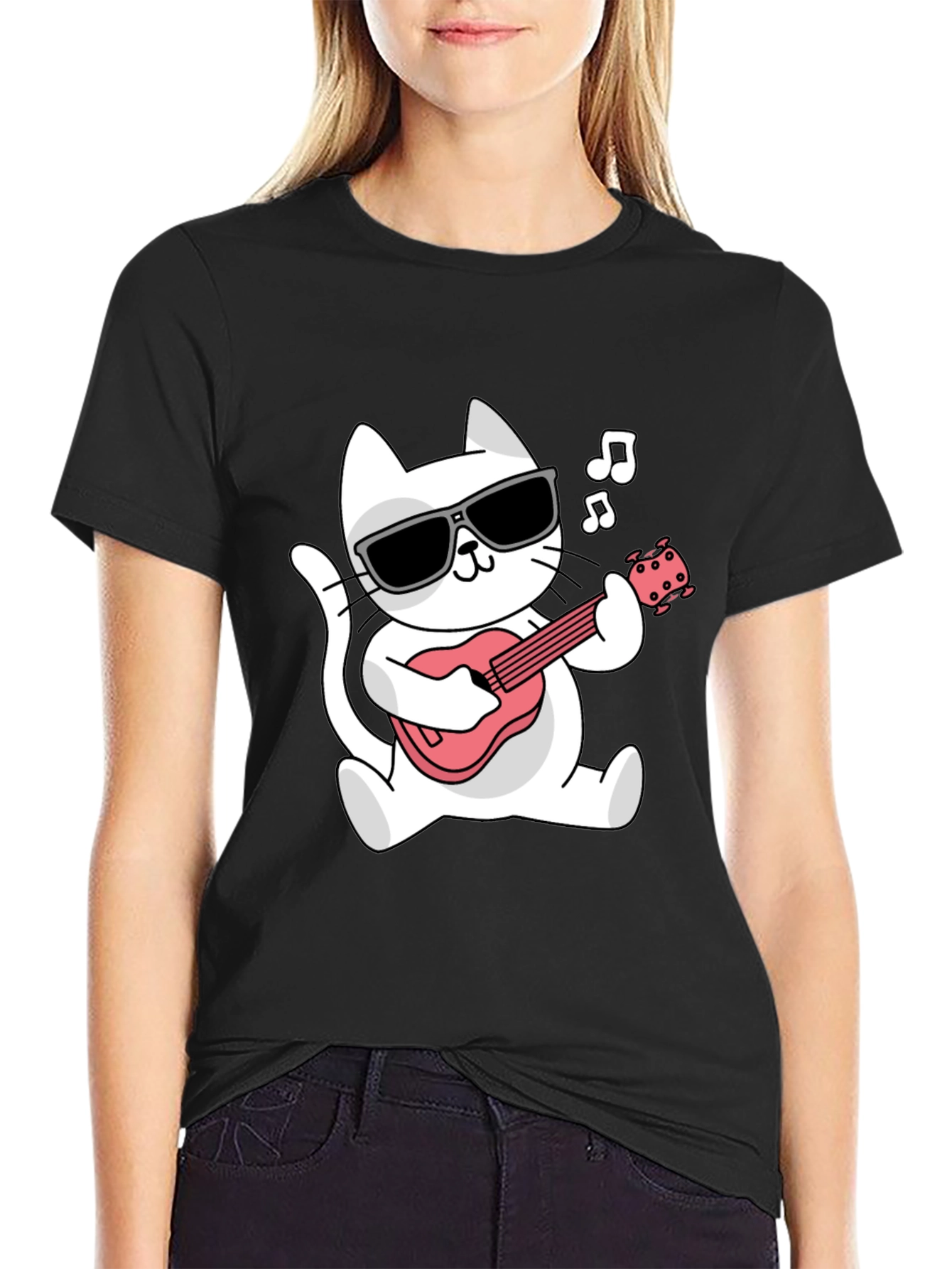 Cool Cat Guitar Player Graphic Tee