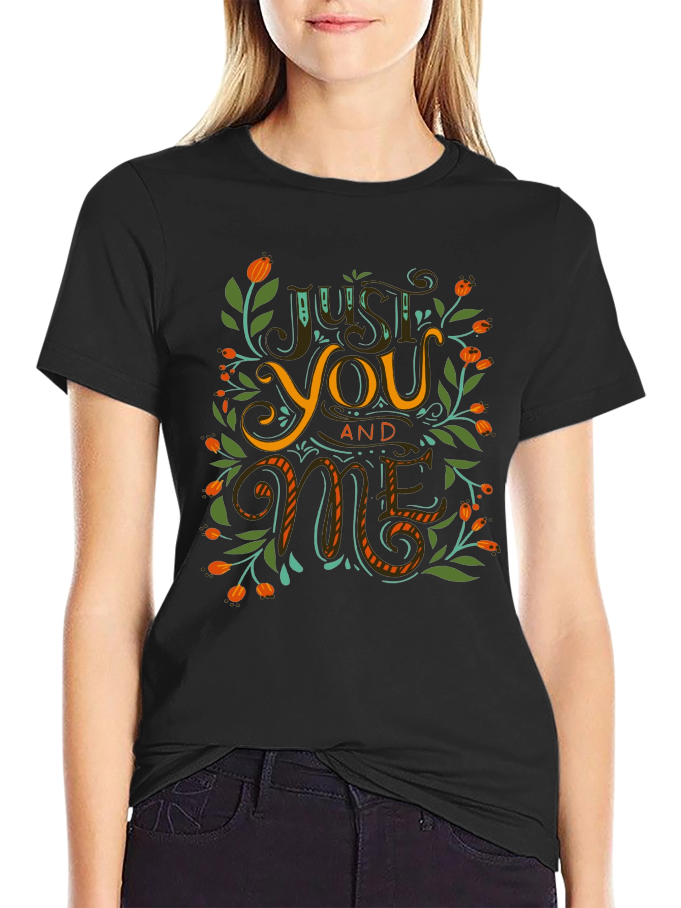 Just You and Me Graphic Black T-Shirt