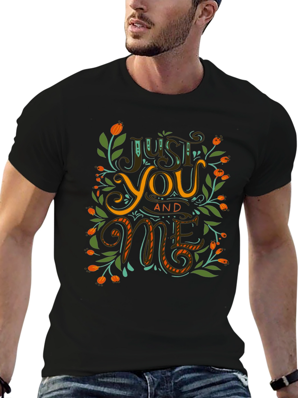 Just You and Me Graphic Black T-Shirt