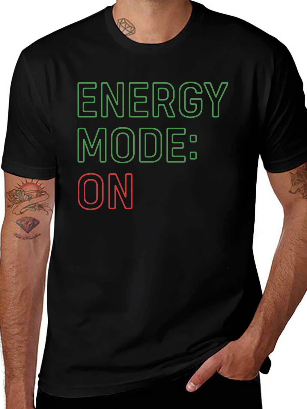 Energy Mode: ON Black Graphic Tee