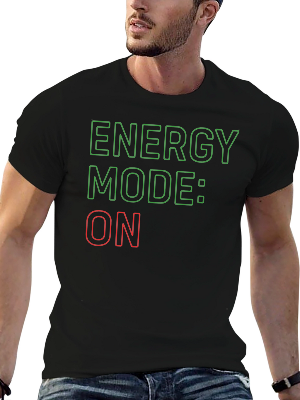 Energy Mode: ON Black Graphic Tee