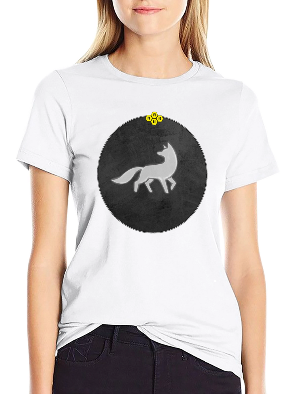 Abstract Fox Graphic Tee - Stylish Mens Black T-Shirt