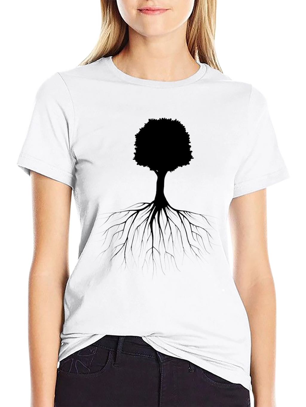 Black Tree Roots Graphic Tee - Nature Inspired Design