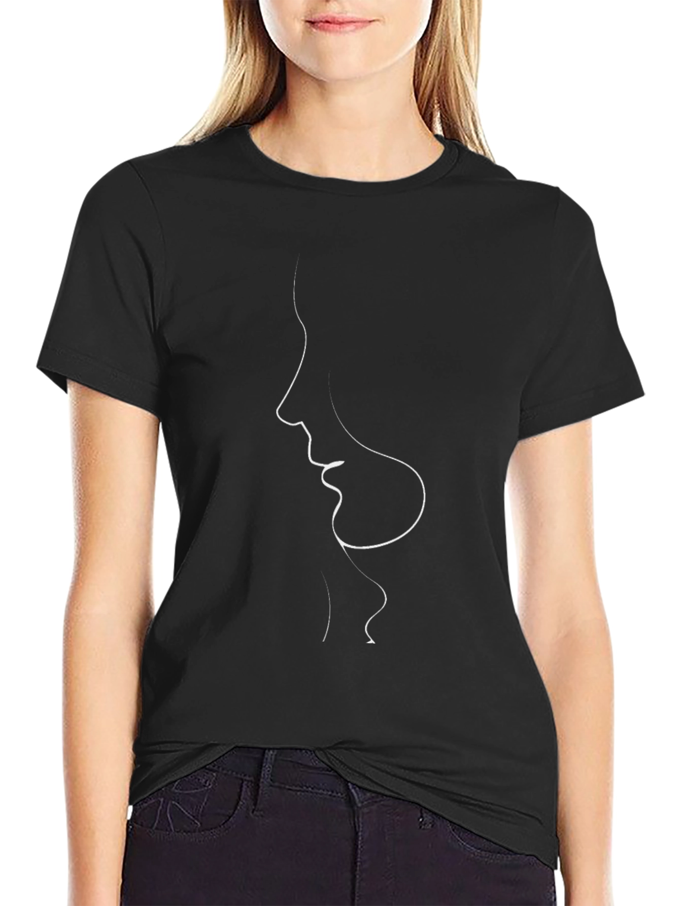 Minimalist Face Line Art T-Shirt