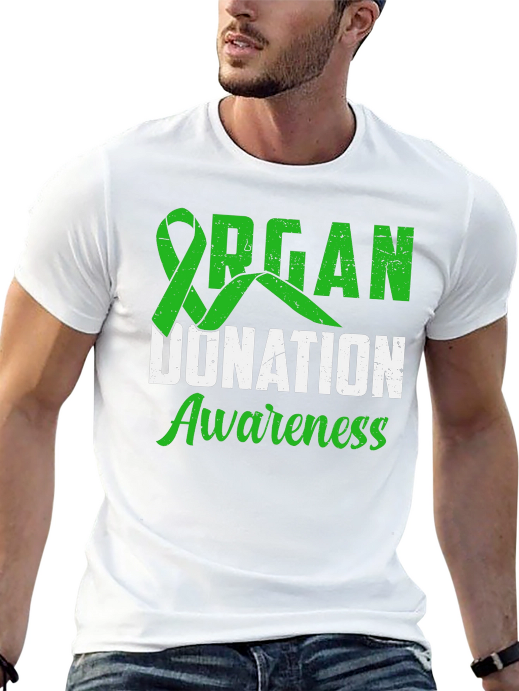 Organ Donation Awareness T-Shirt - Green Ribbon