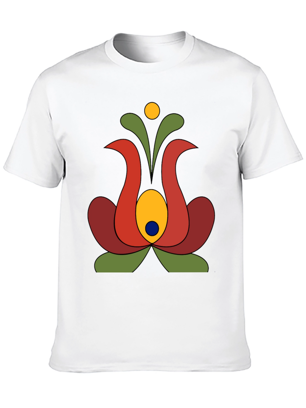 Retro Floral Graphic Tee - Black Cotton T-Shirt