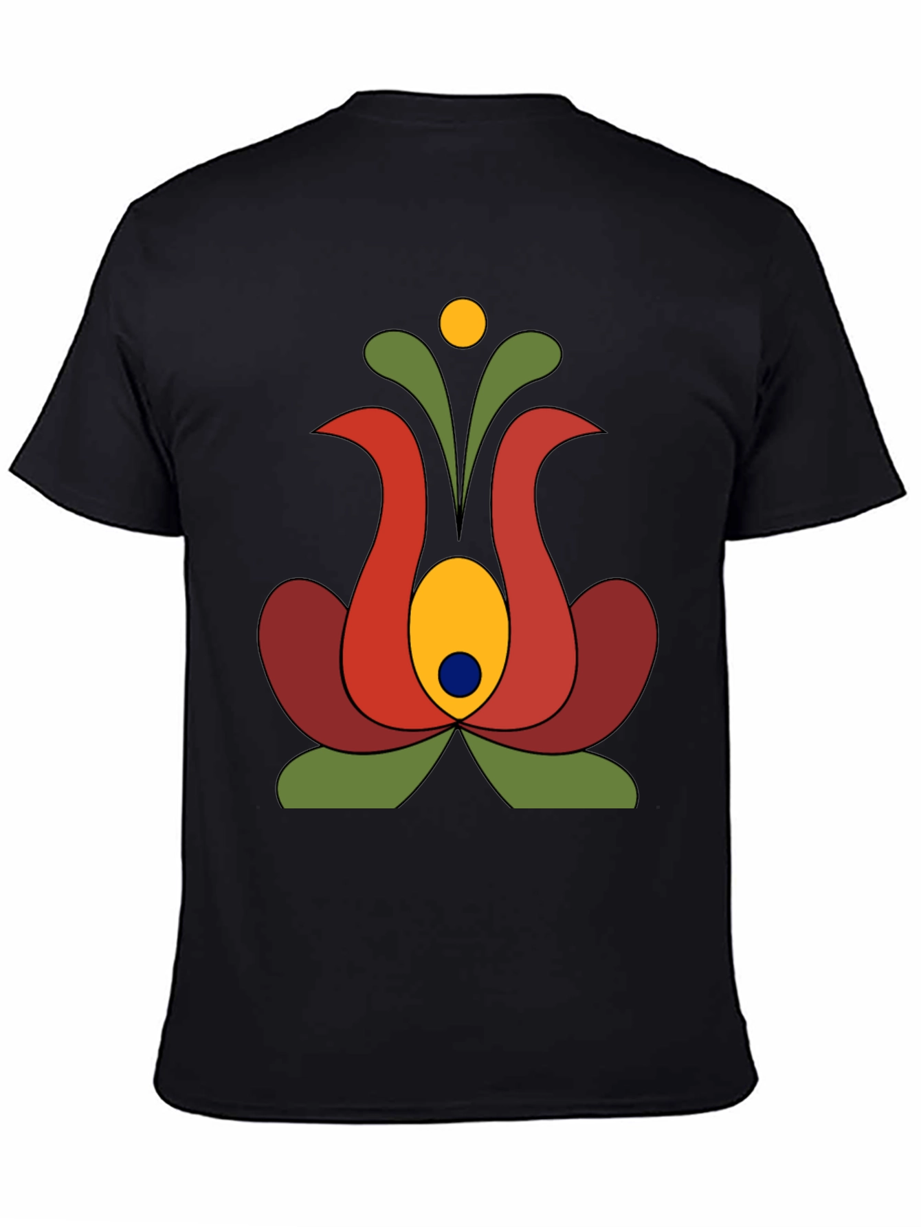 Retro Floral Graphic Tee - Black Cotton T-Shirt