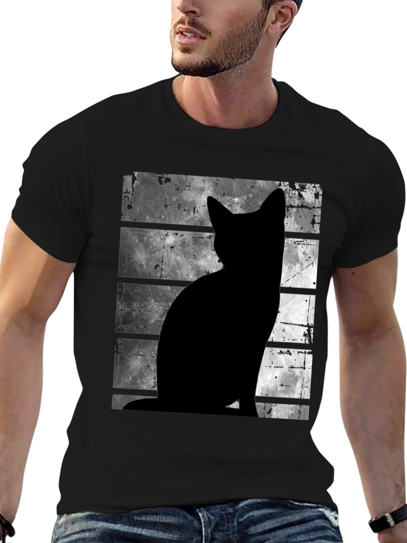 Black Cat Silhouette Moon T-Shirt