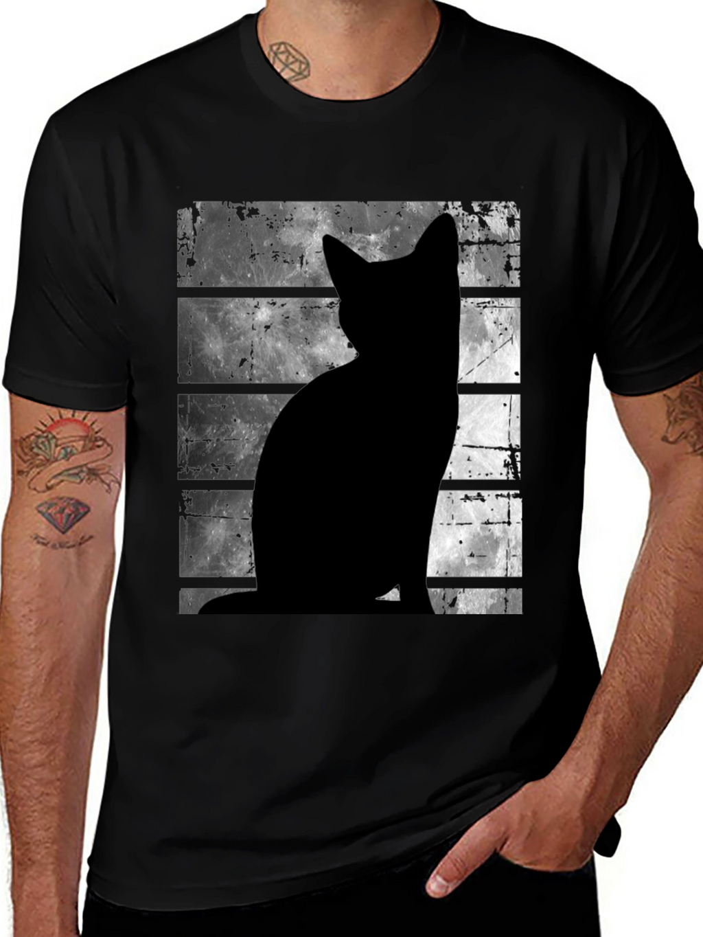 Black Cat Silhouette Moon T-Shirt