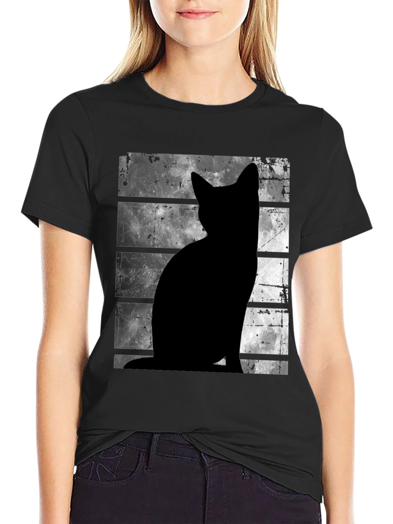 Black Cat Silhouette Moon T-Shirt