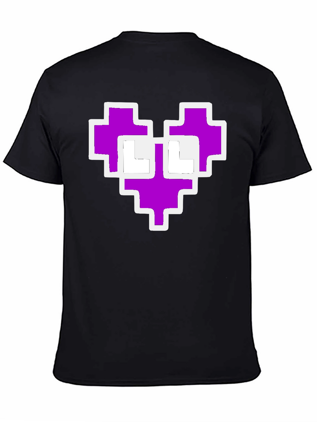 Pixel Heart Graphic Black Tee Shirt