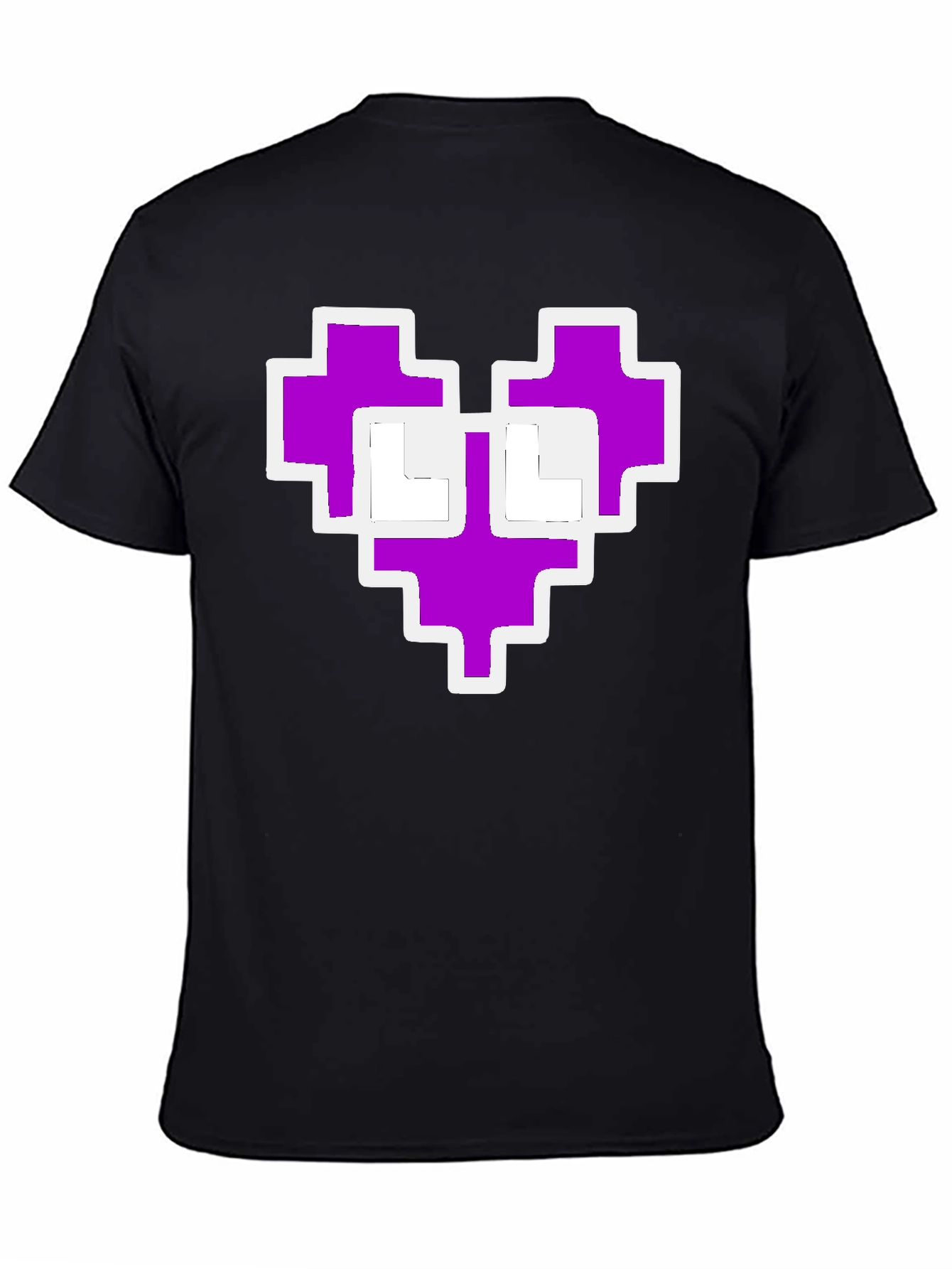Pixel Heart Graphic Black Tee Shirt