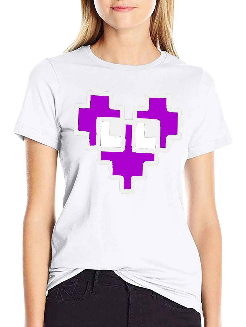 Pixel Heart Graphic Black Tee Shirt