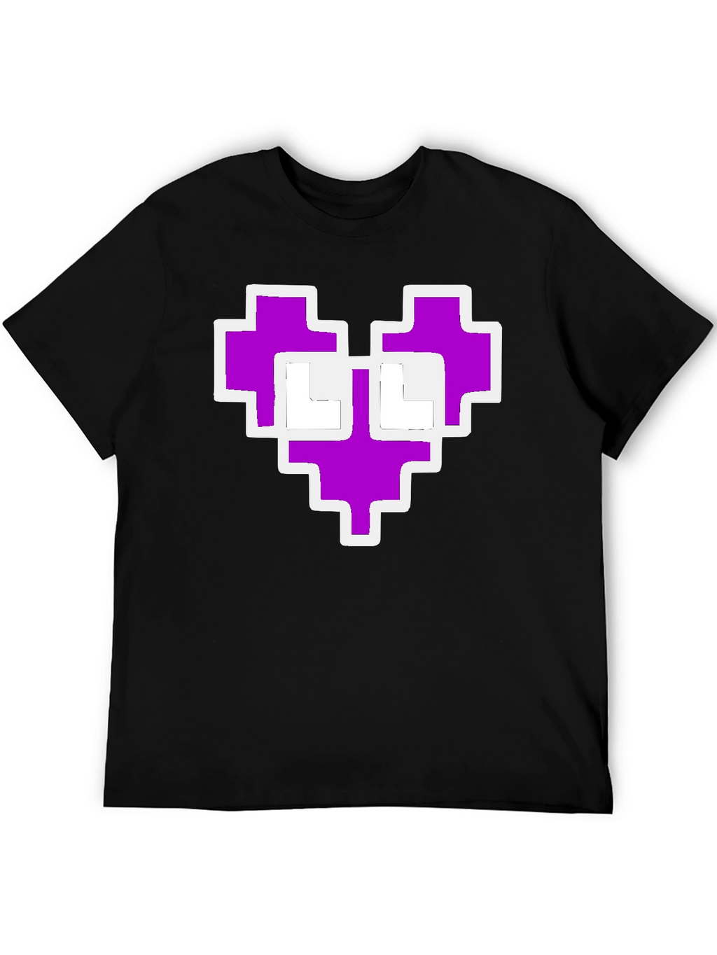 Pixel Heart Graphic Black Tee Shirt