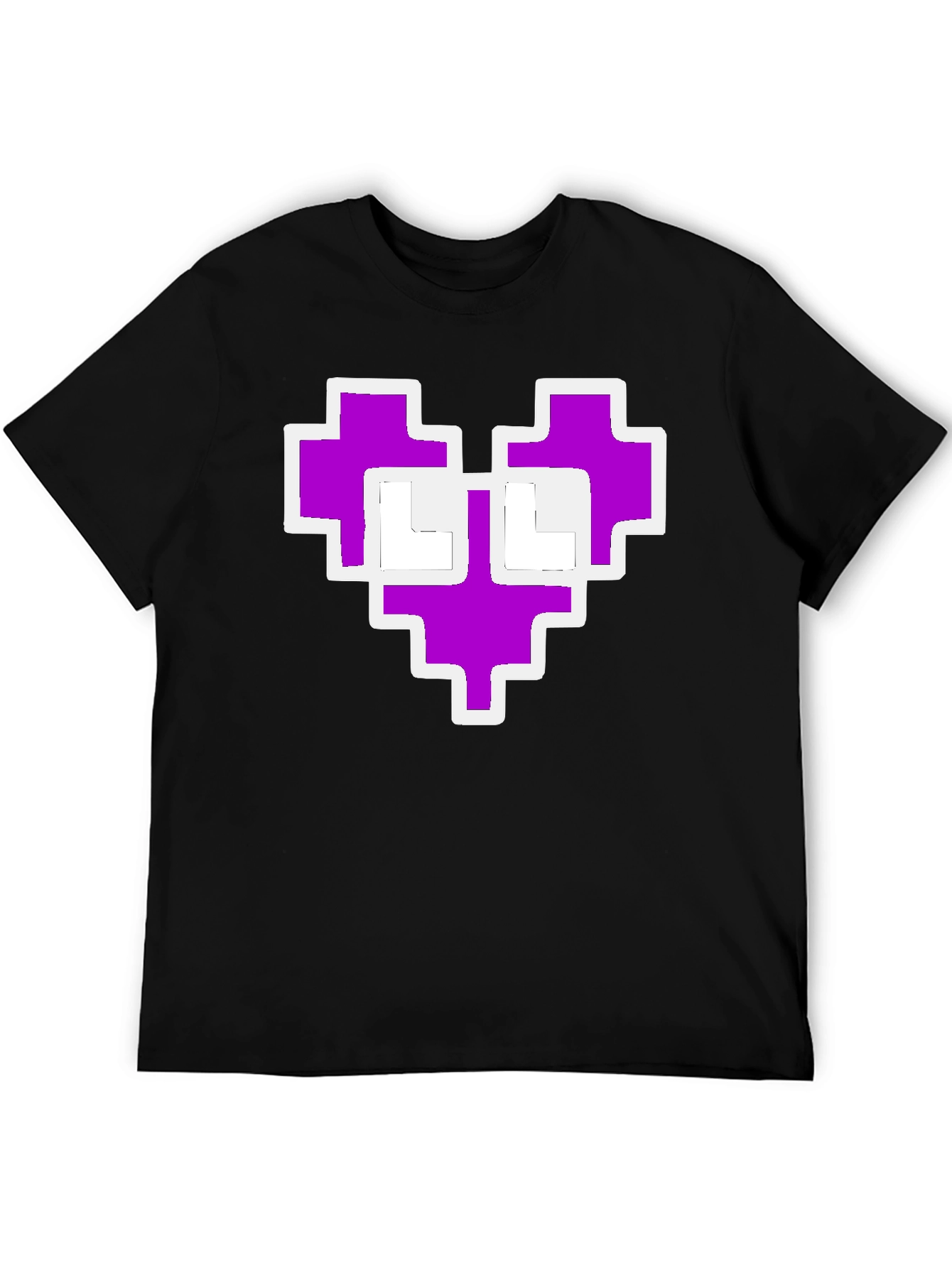 Pixel Heart Graphic Black Tee Shirt