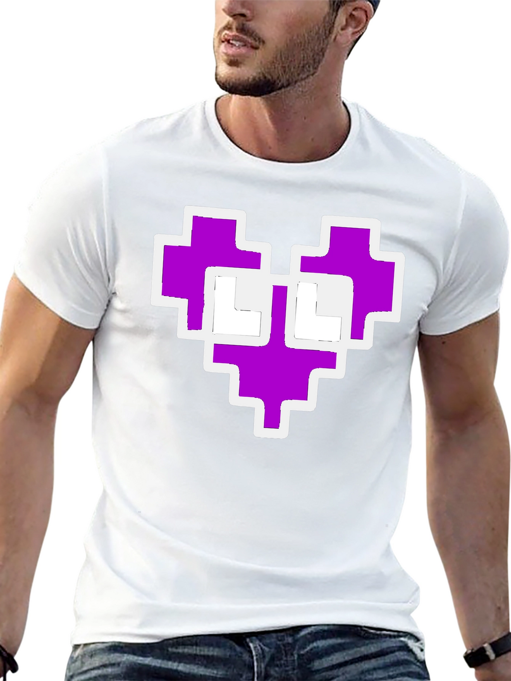 Pixel Heart Graphic Black Tee Shirt
