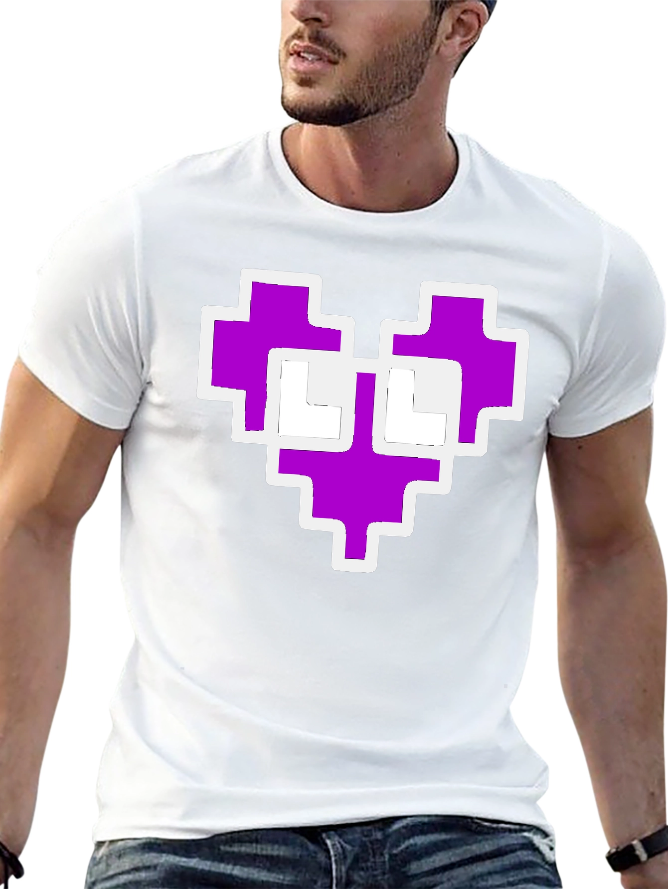 Pixel Heart Graphic Black Tee Shirt