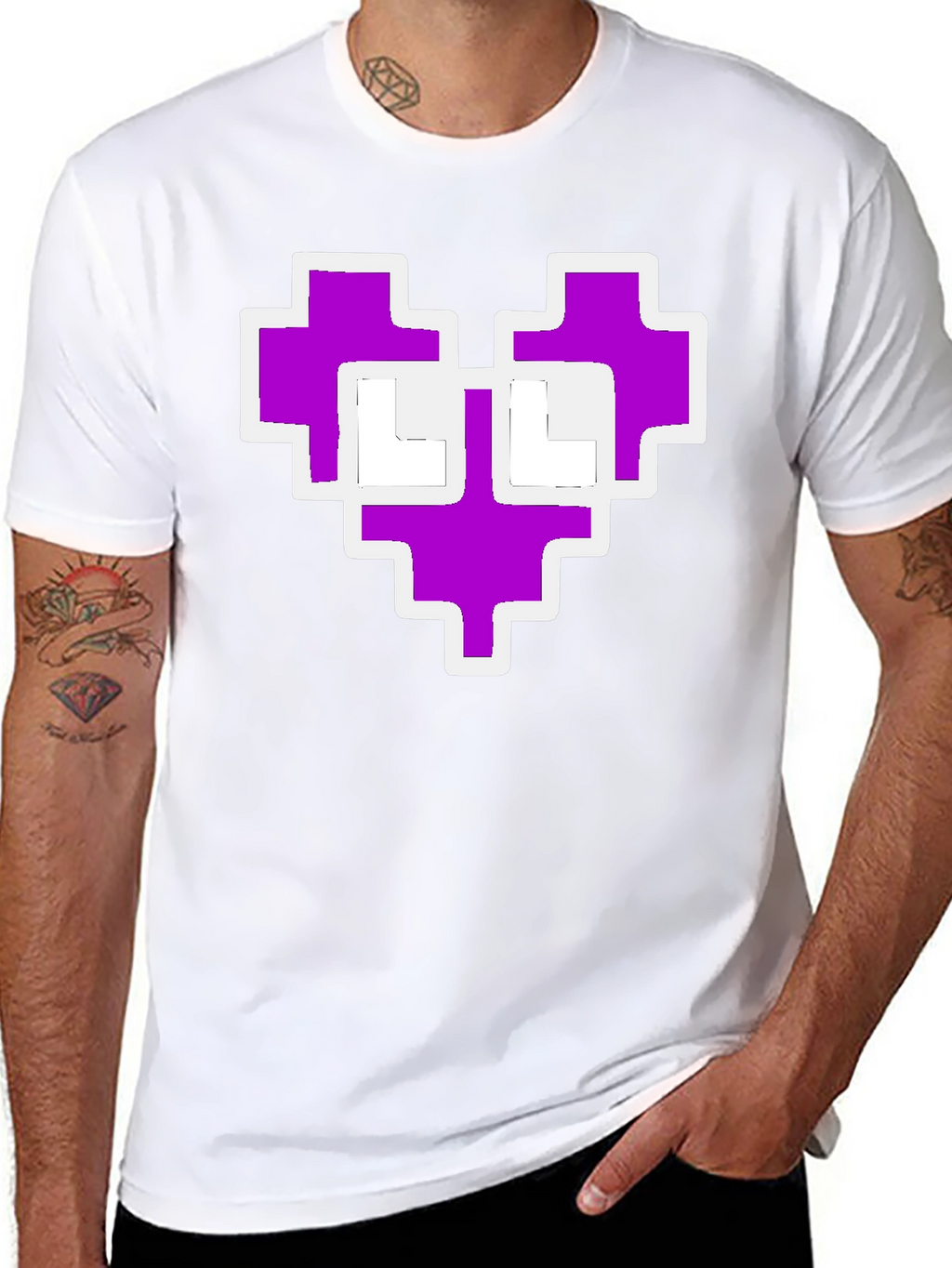 Pixel Heart Graphic Black Tee Shirt