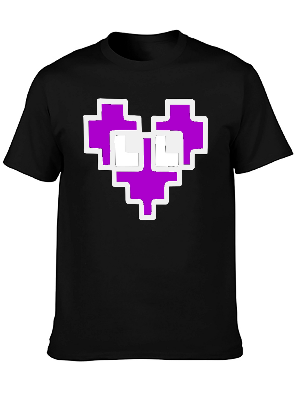Pixel Heart Graphic Black Tee Shirt