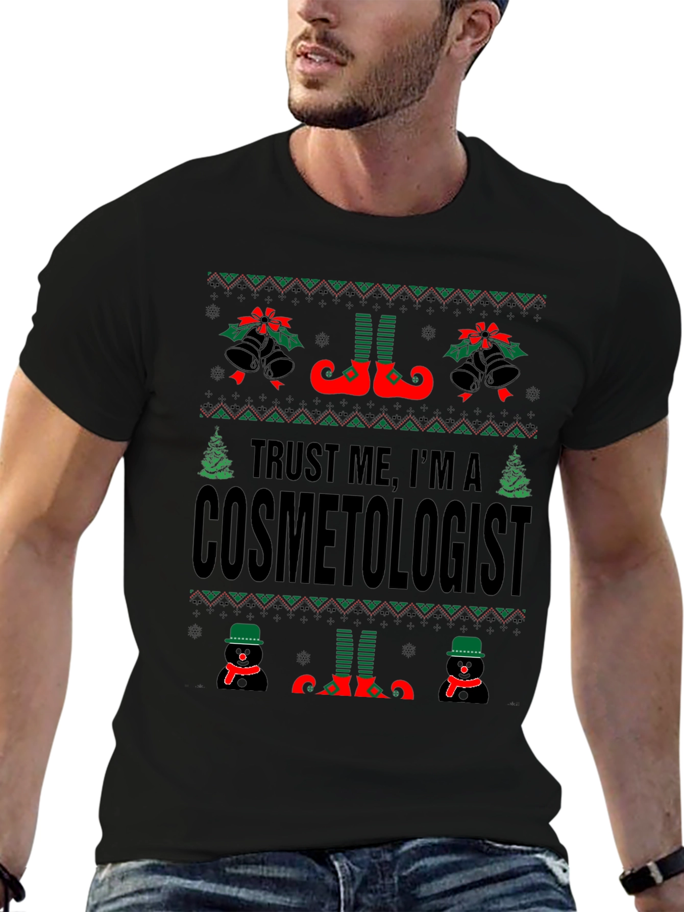 Funny Cosmetologist Ugly Christmas Sweater T-Shirt