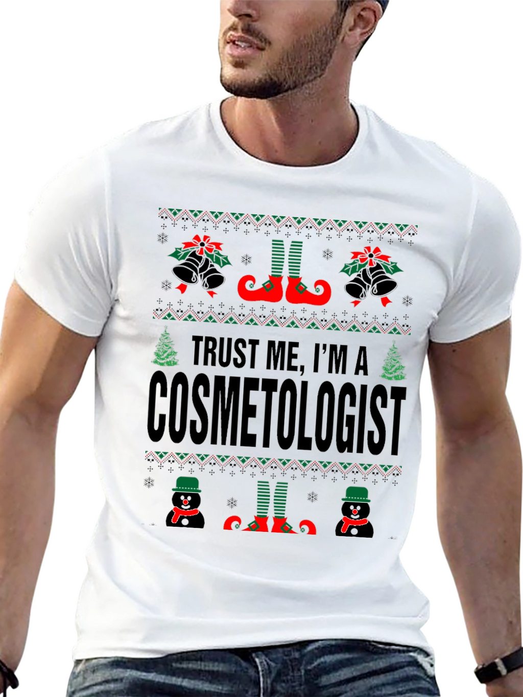 Funny Cosmetologist Ugly Christmas Sweater T-Shirt
