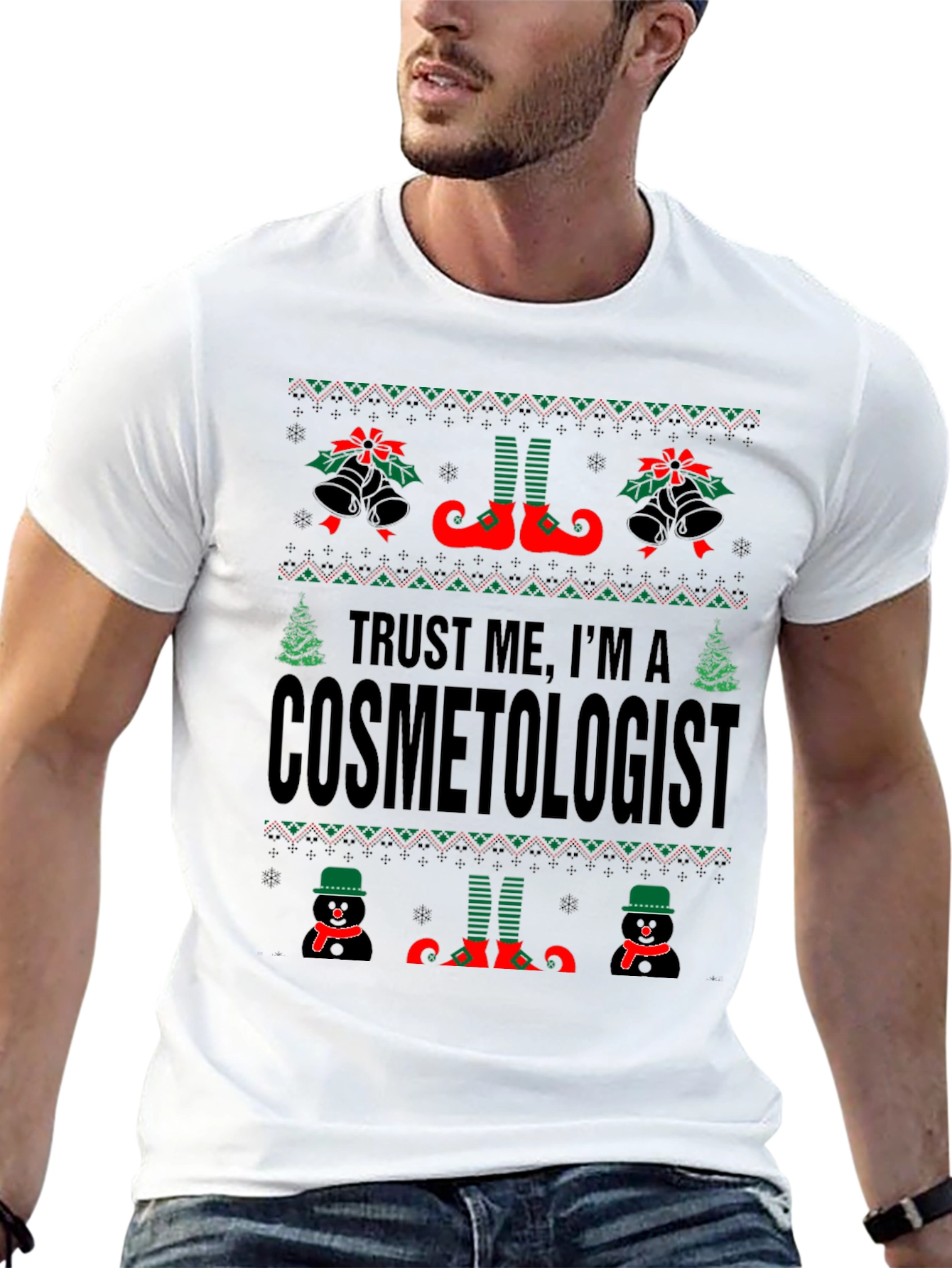 Funny Cosmetologist Ugly Christmas Sweater T-Shirt