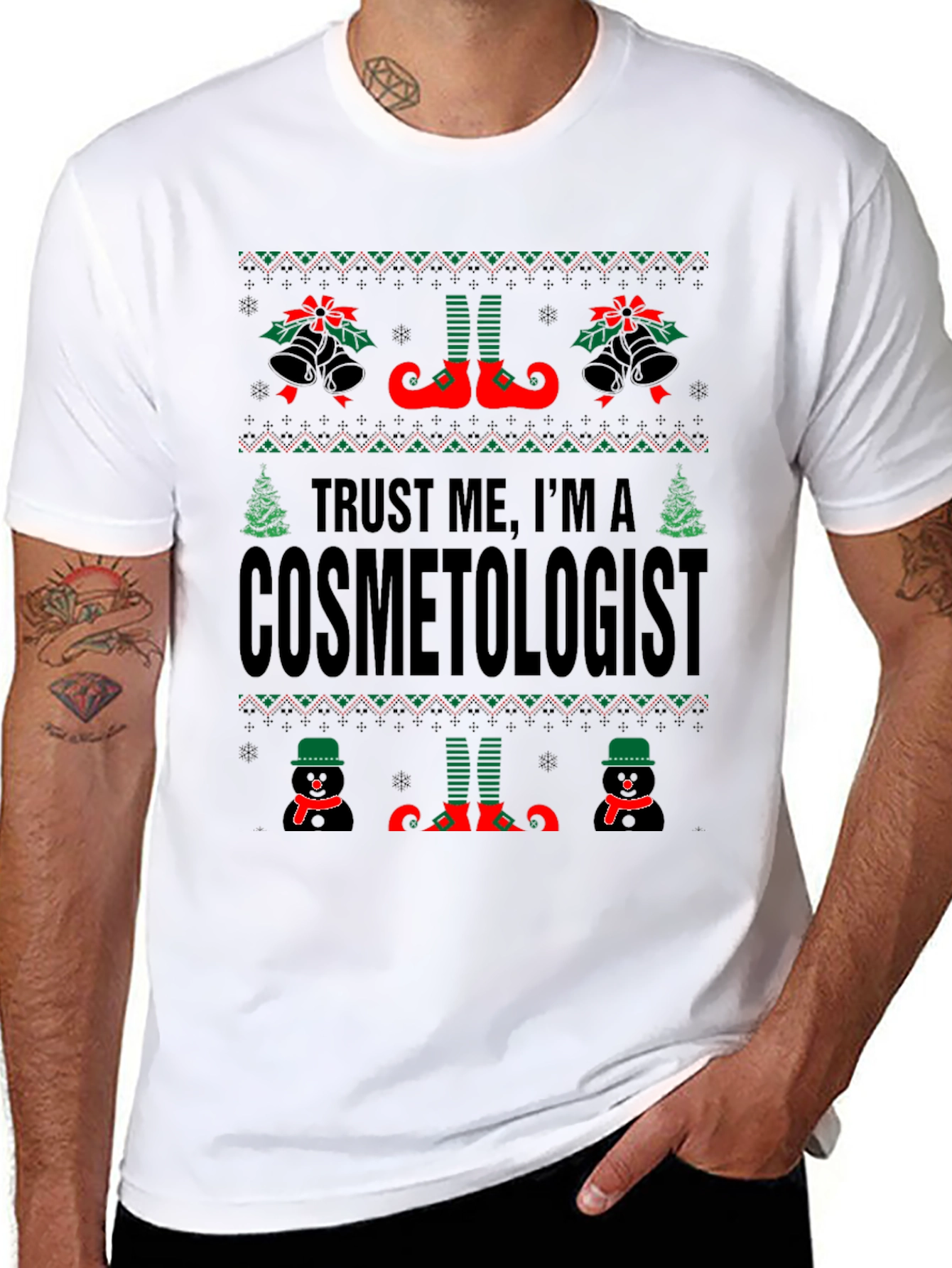 Funny Cosmetologist Ugly Christmas Sweater T-Shirt