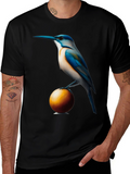 Bird on Ball Graphic Tee - Unique Artistic Design