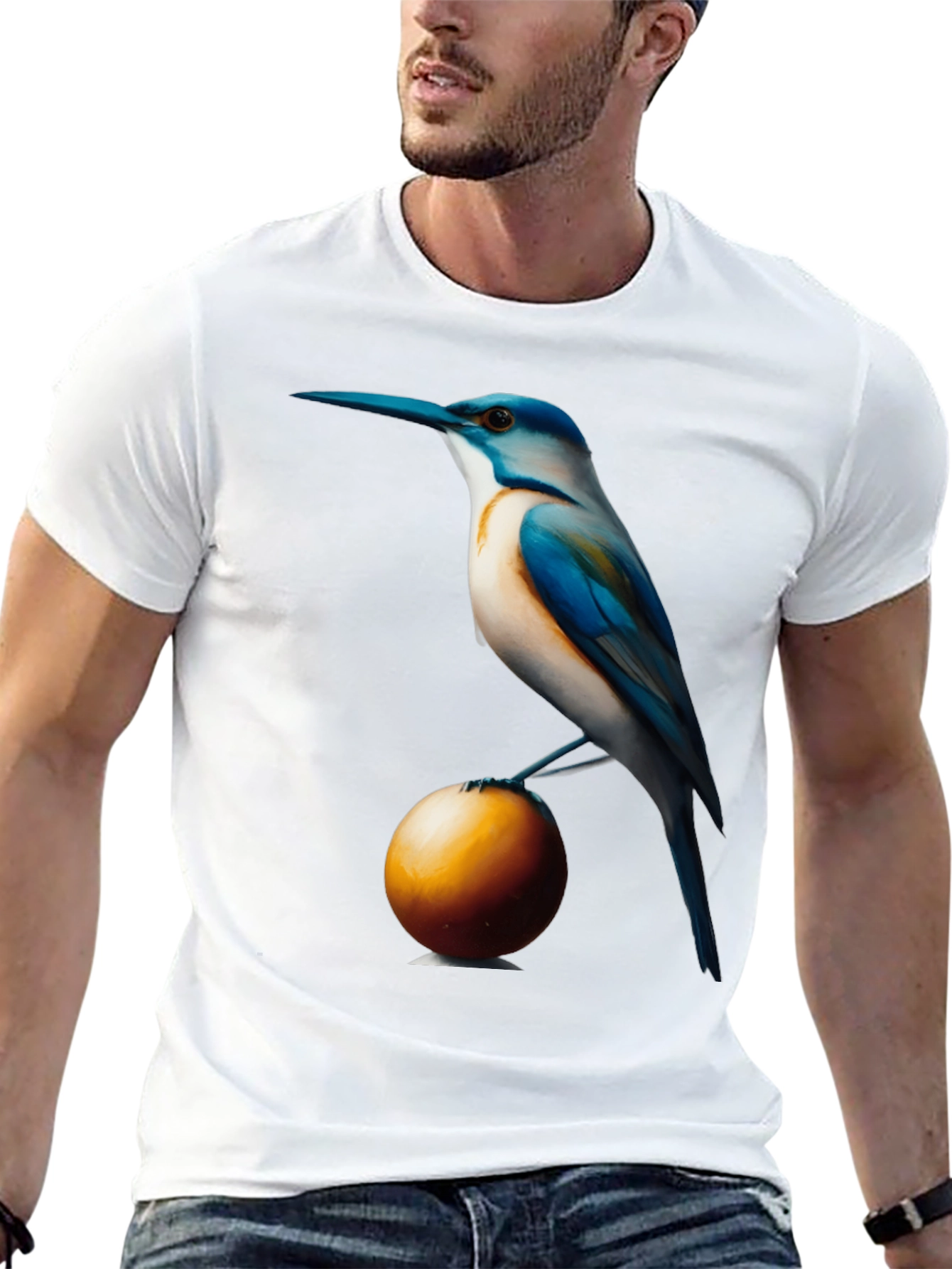 Bird on Ball Graphic Tee - Unique Artistic Design