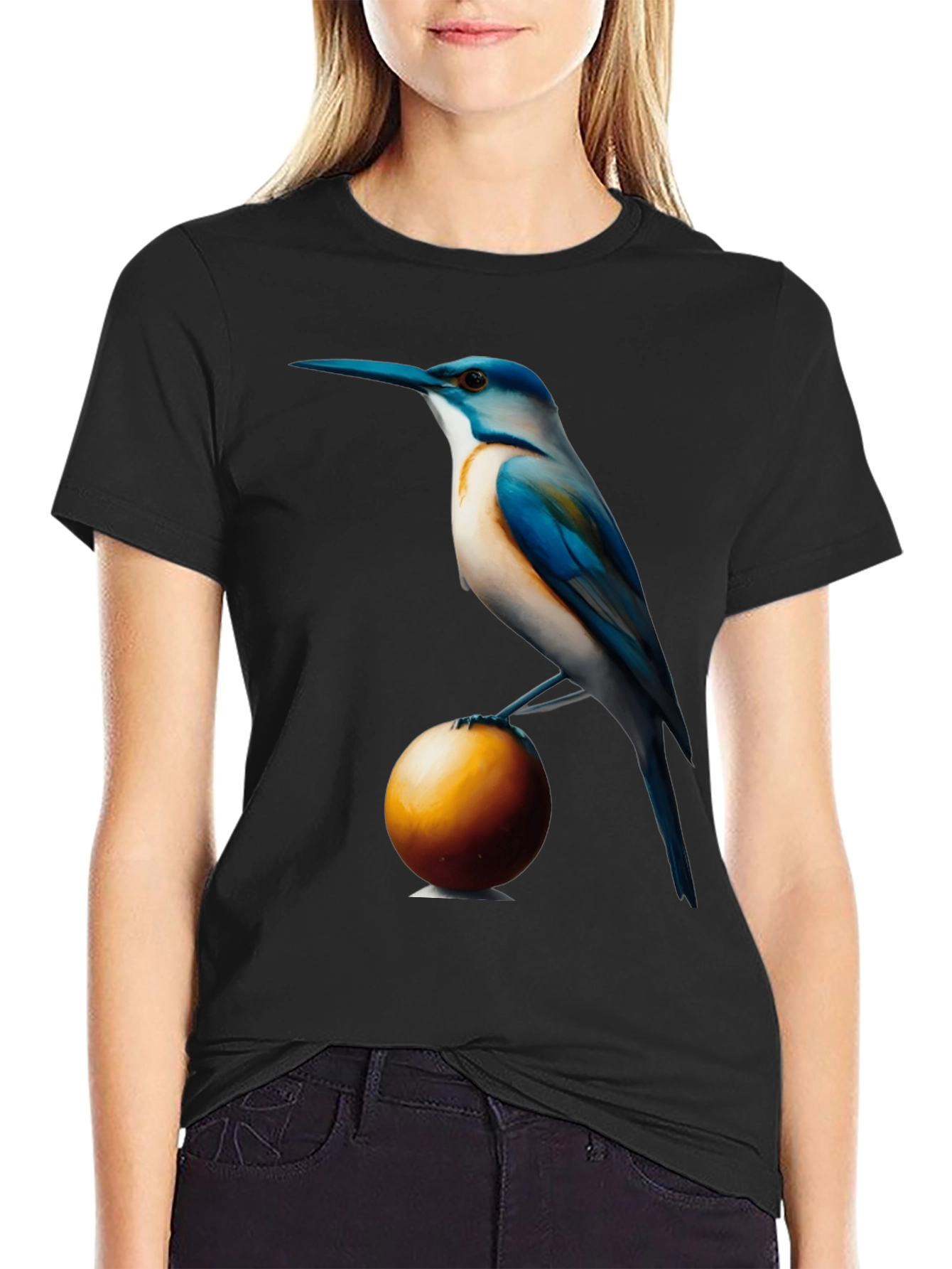 Bird on Ball Graphic Tee - Unique Artistic Design