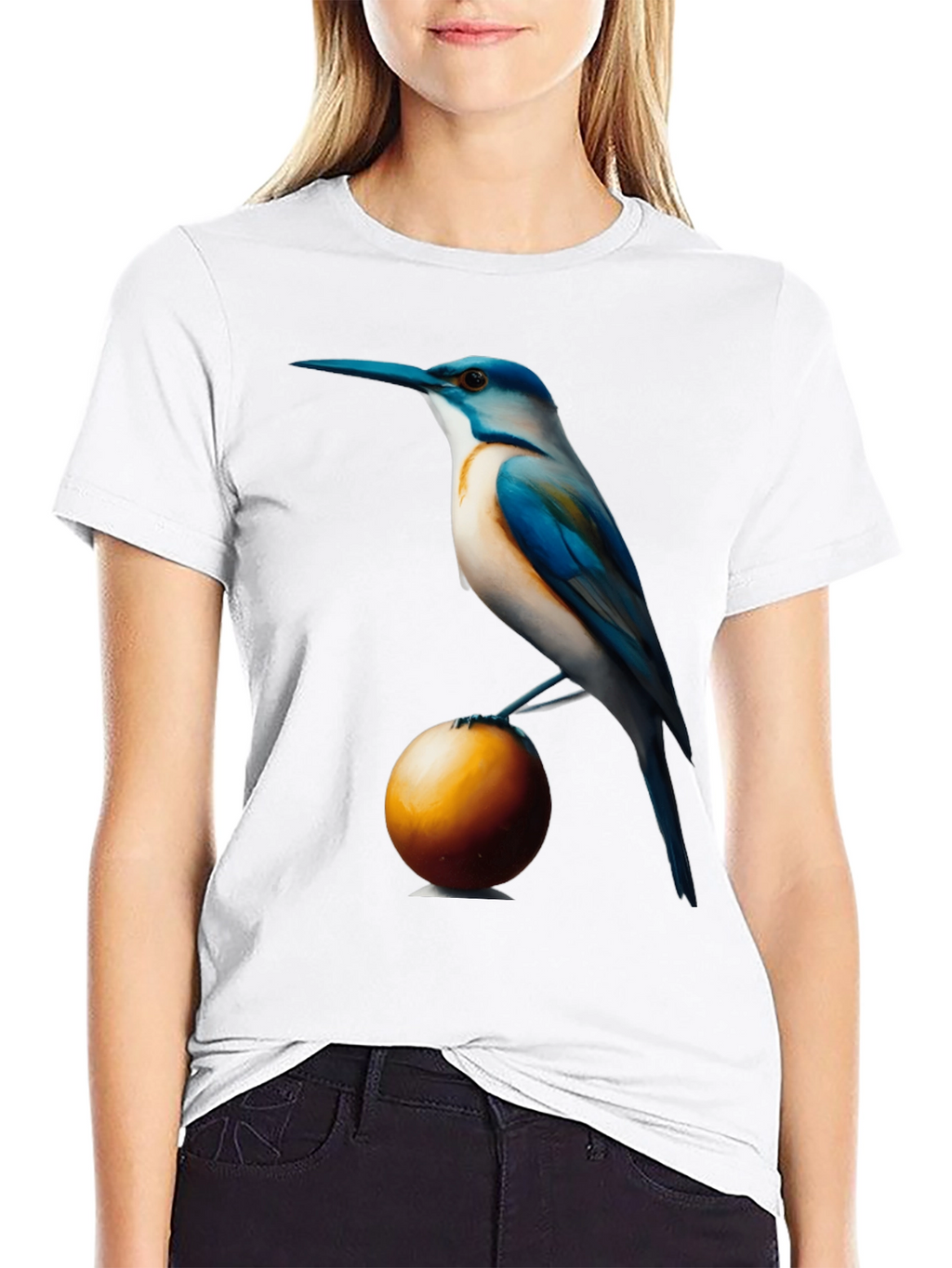 Bird on Ball Graphic Tee - Unique Artistic Design