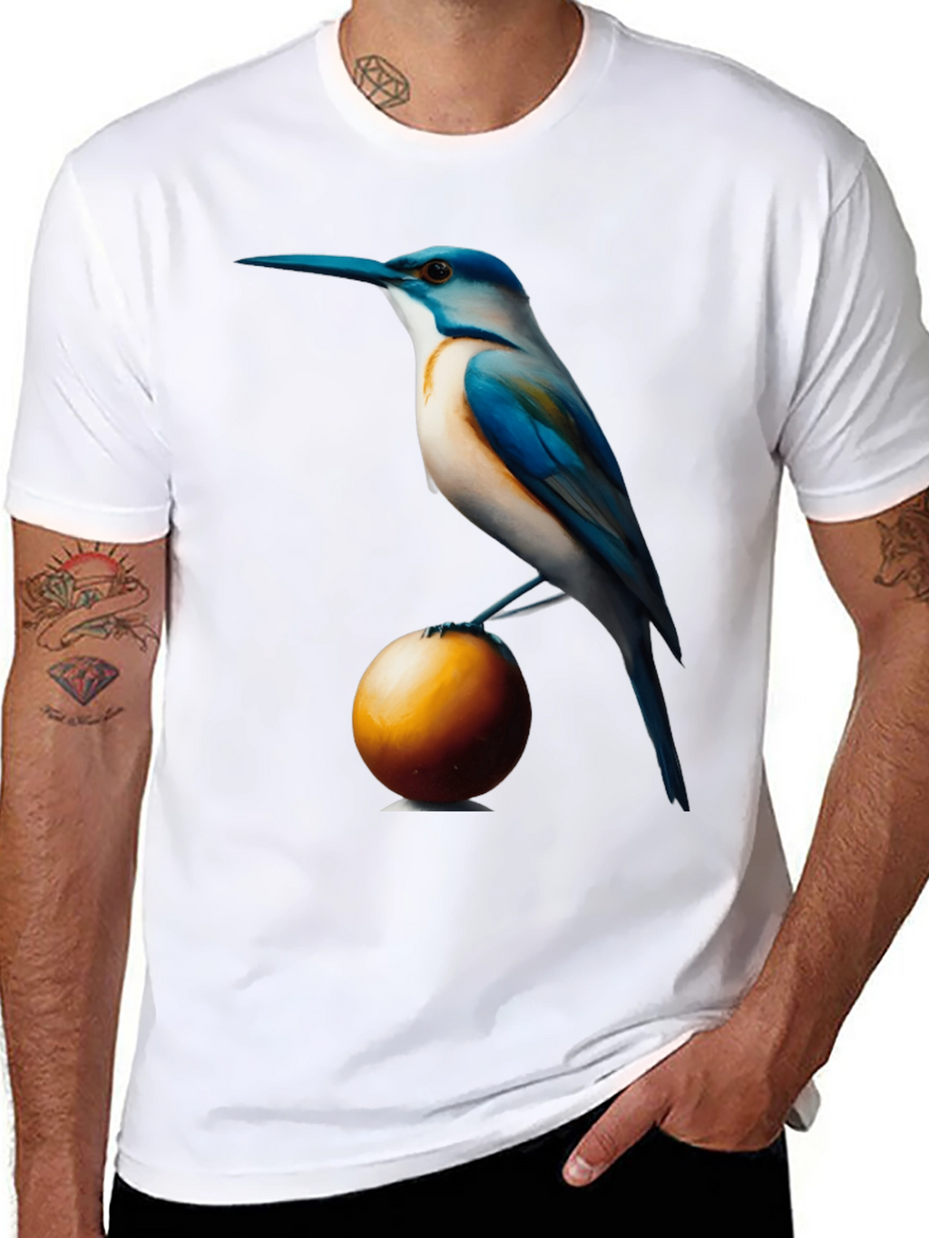 Bird on Ball Graphic Tee - Unique Artistic Design