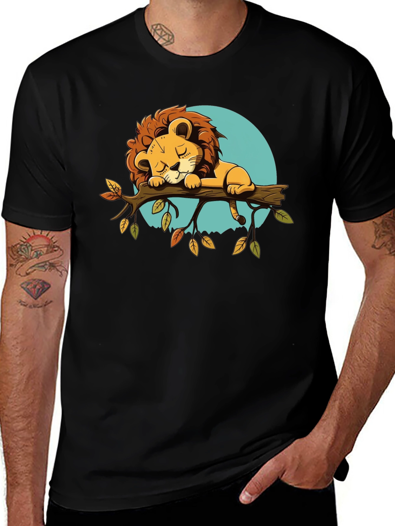 Cute Sleeping Lion Graphic Tee
