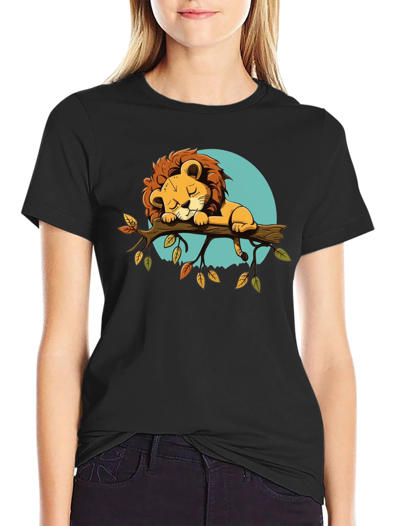 Cute Sleeping Lion Graphic Tee