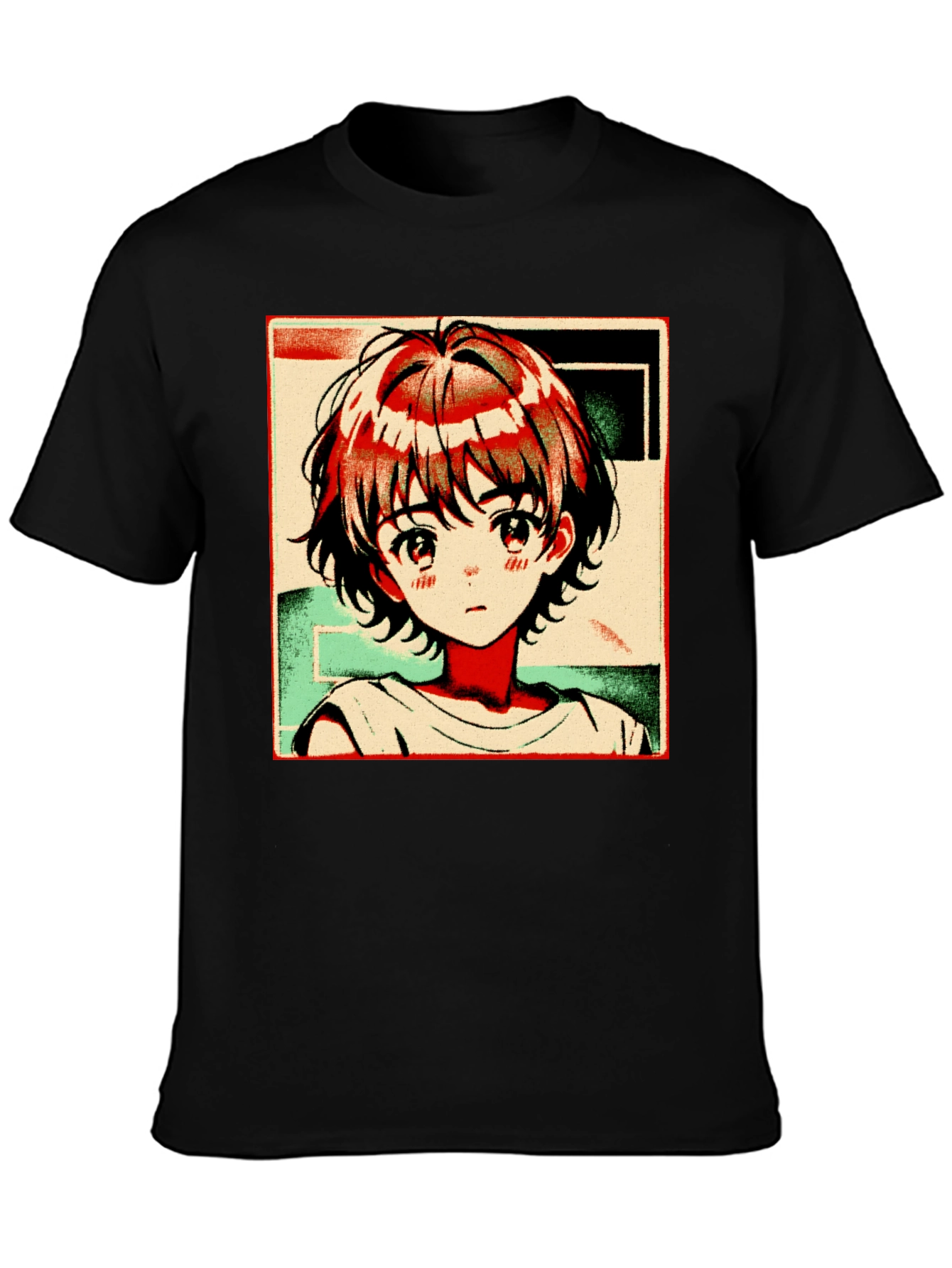 Anime Girl Graphic Tee - Trendy Black T-Shirt
