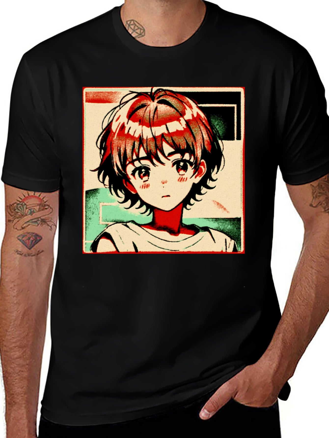 Anime Girl Graphic Tee - Trendy Black T-Shirt