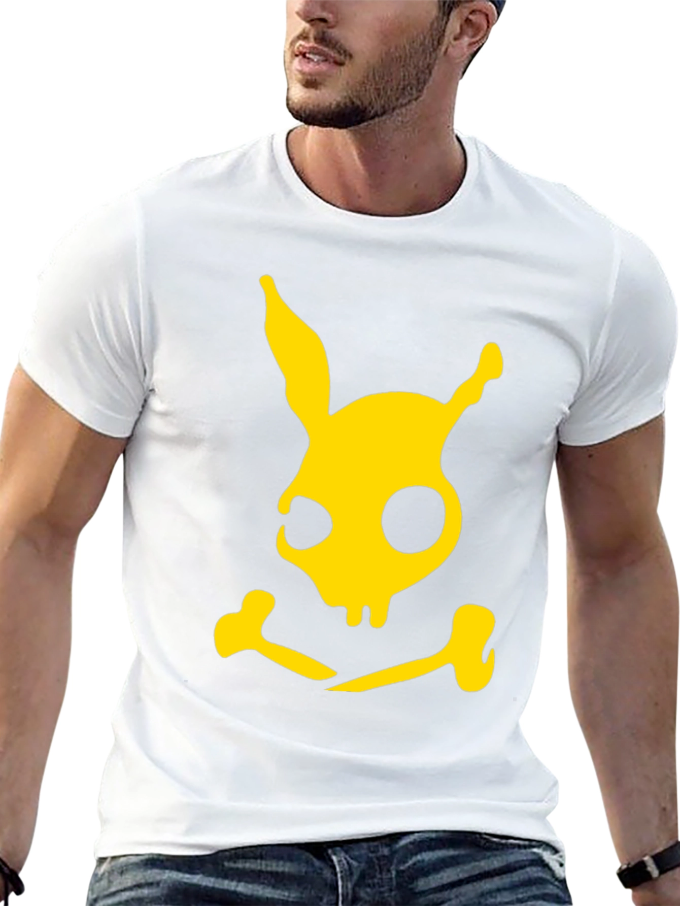 Rabbit Skull & Crossbones Graphic Tee - Black