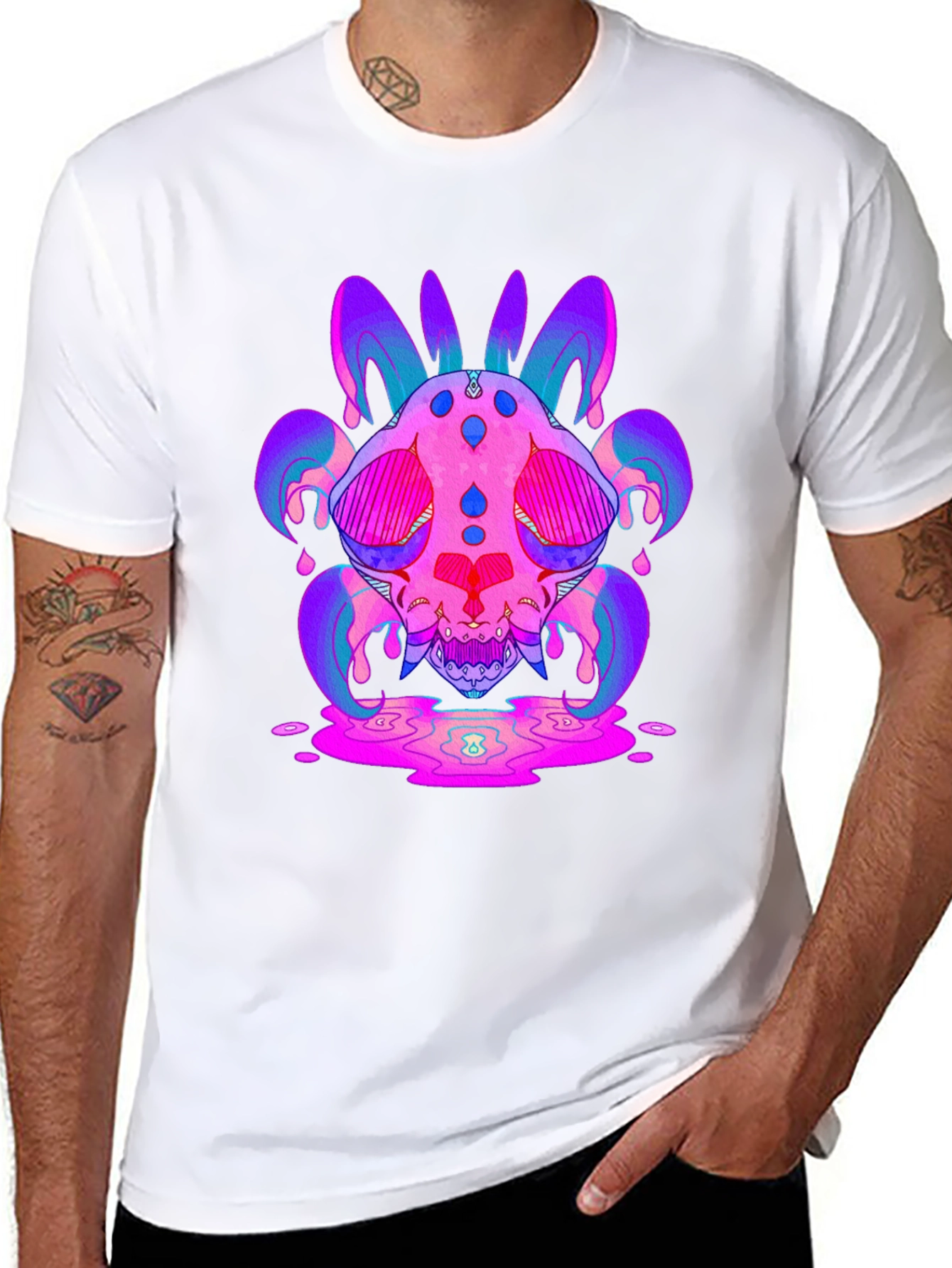 Vaporwave Skull Graphic Tee - Unisex