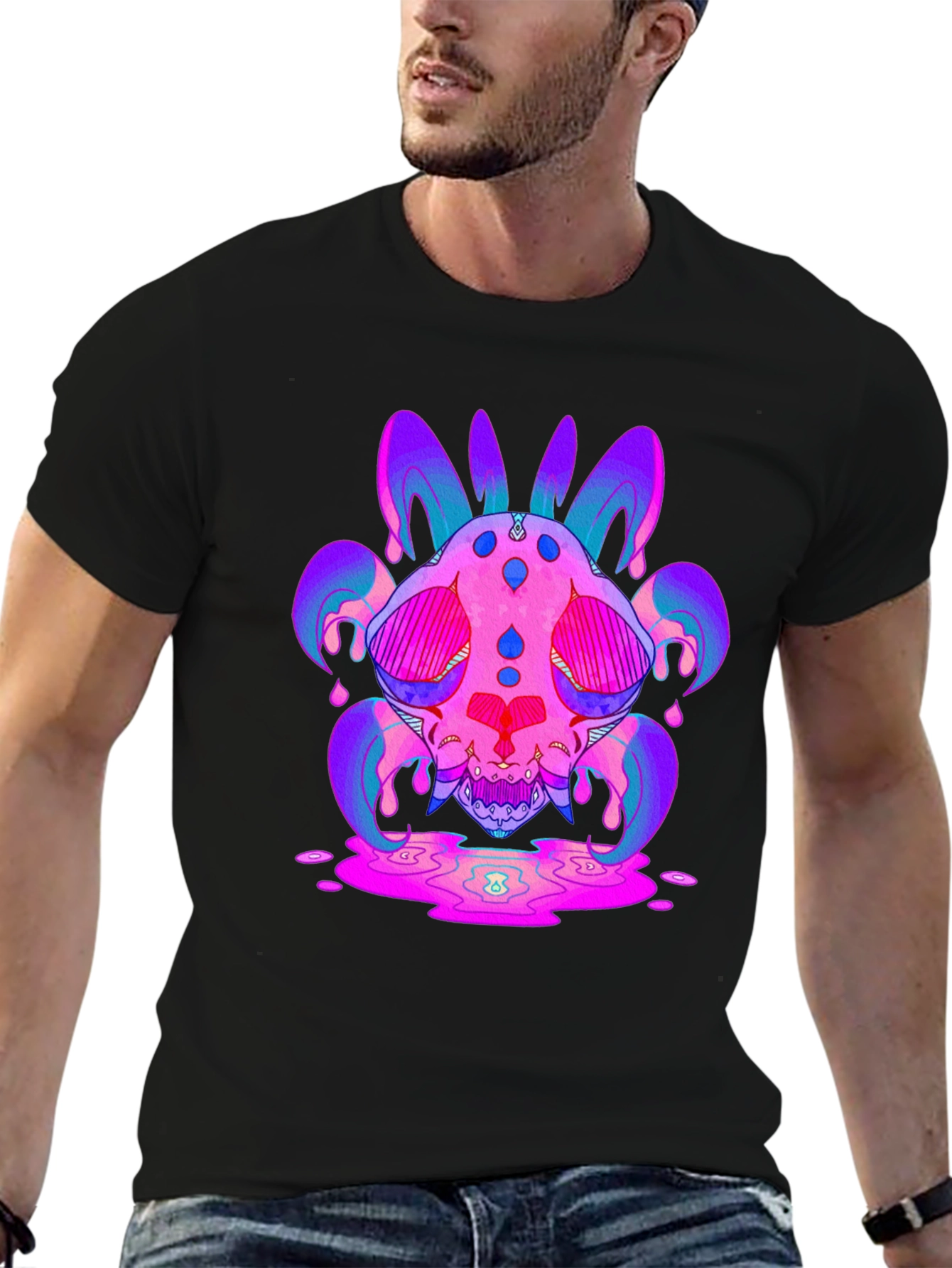 Vaporwave Skull Graphic Tee - Unisex