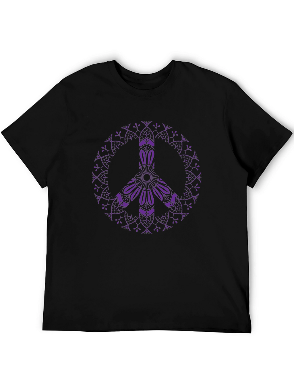 Peace Sign Mandala Graphic Tee - Black