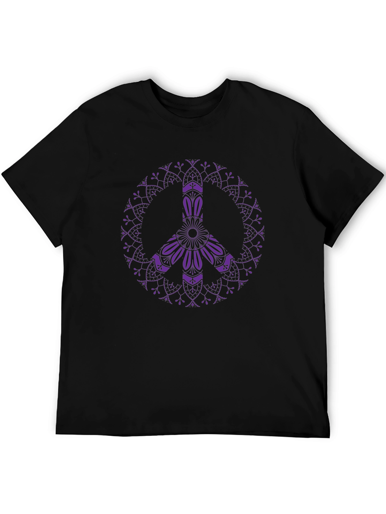 Peace Sign Mandala Graphic Tee - Black