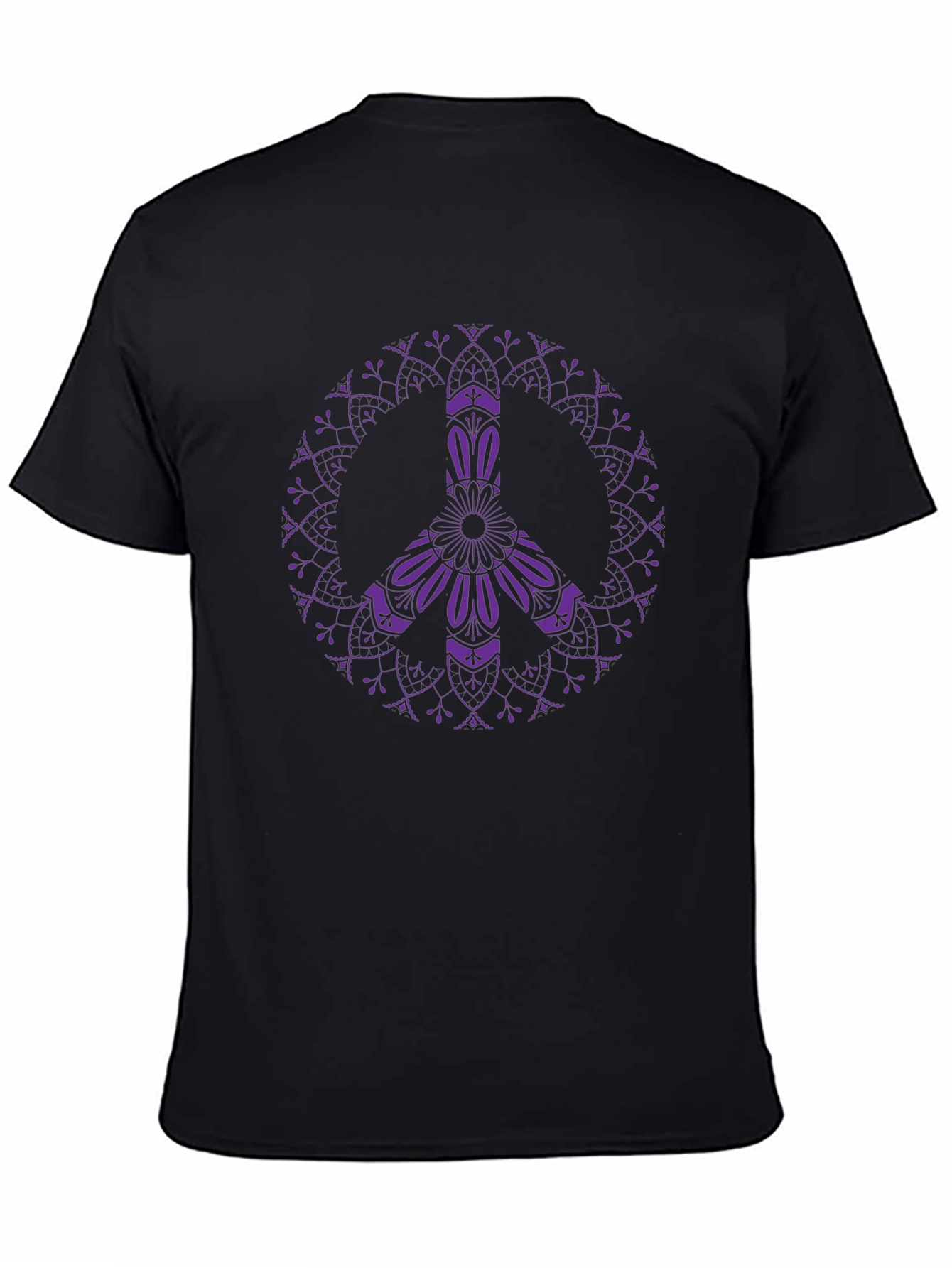 Peace Sign Mandala Graphic Tee - Black