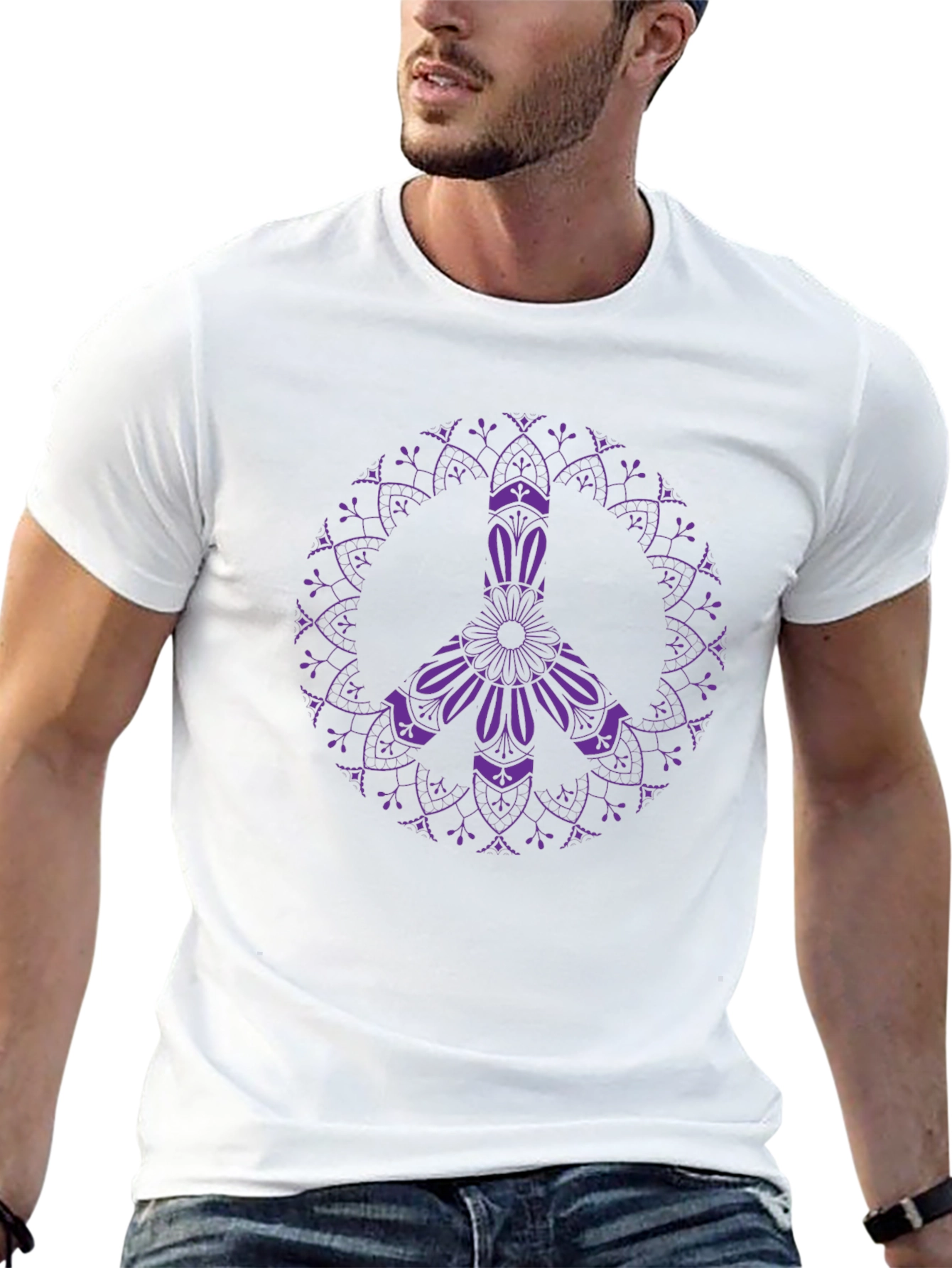 Peace Sign Mandala Graphic Tee - Black
