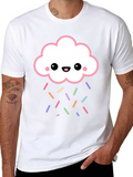 Cute Cloud Sprinkles Black T-Shirt